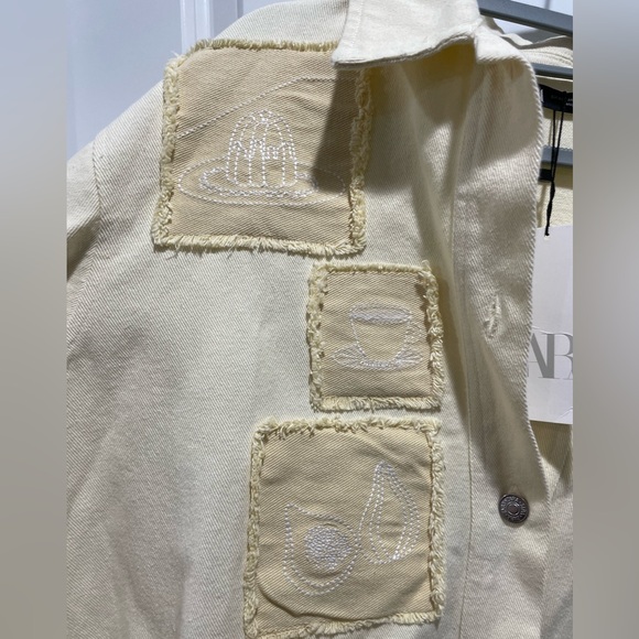 Zara Overshirt Jacket w/ Embroidered Patches Bloggers Favorite NWT - Picture 8 of 11